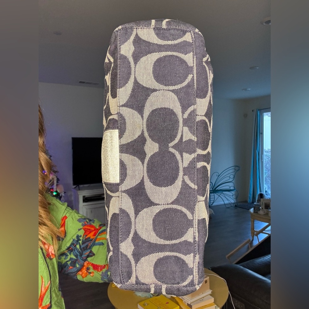Coach Signature Striped Denim Tote - Picture 12 of 17